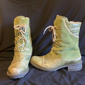 Green leather boots